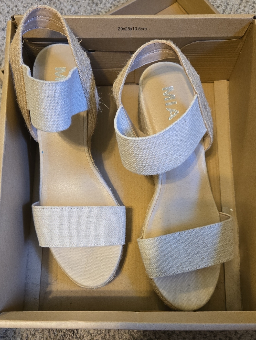 MIA Natural Canvas Wedge Sandals - Beige